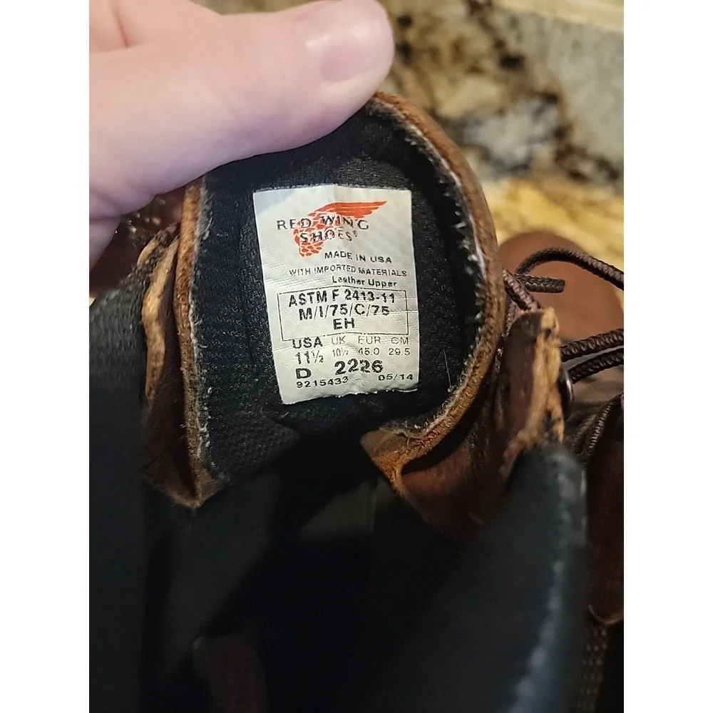 Red Wing 2226 Dyna-Force Made In USA Steel Toe Leather Work Boots Size 11.5 D